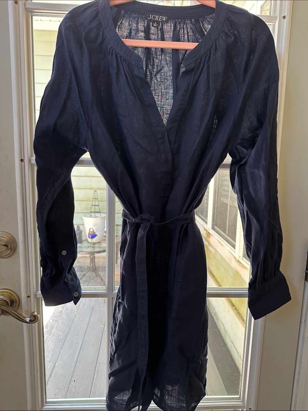 J. Crew Navy Belted Trench-Style Shirt Dress